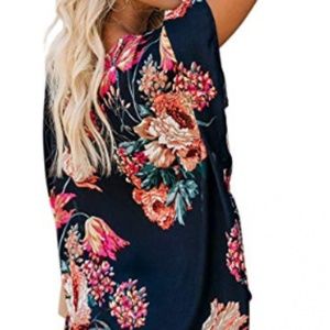 Womens Spring Floral Shirts Short Sleeve